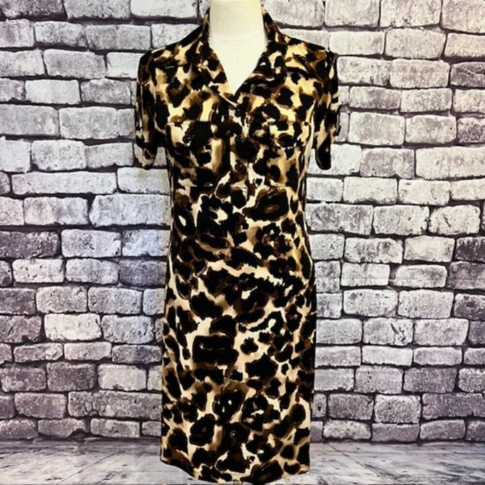 EnFocus Black, Brown & Beige Short Sleeve Dress Size 14